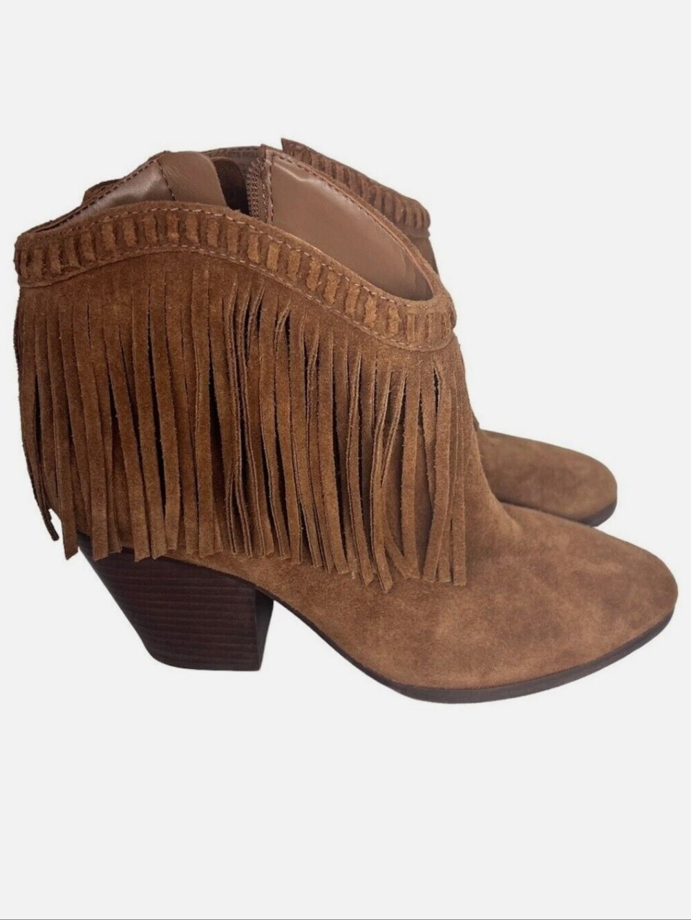 GIANNI BINI Brown Suede Fringe Ankle Bootie - Women's Fashion Boot